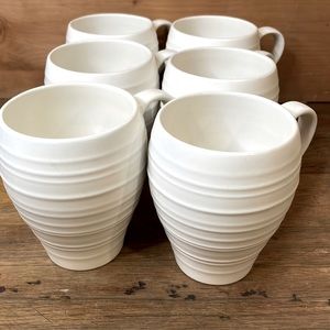 Set Of 6 Large Coffee Mugs By Mikasa Swirl White Ceramic Cups